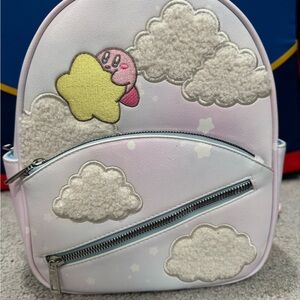 Bioworld Pink and White Kids Backpack with Kirby and Cloud Design